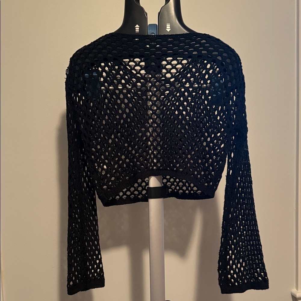 Black Open-Knit Women's Sweater
